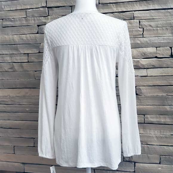 Style & Co. Crochet Lace Shoulder Split Neck top - Picture 2 of 4